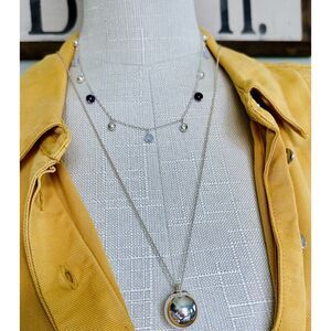 Tiffany & Co. Amethyst, Chalcedony Dangle Drop Necklace Silver, 16"